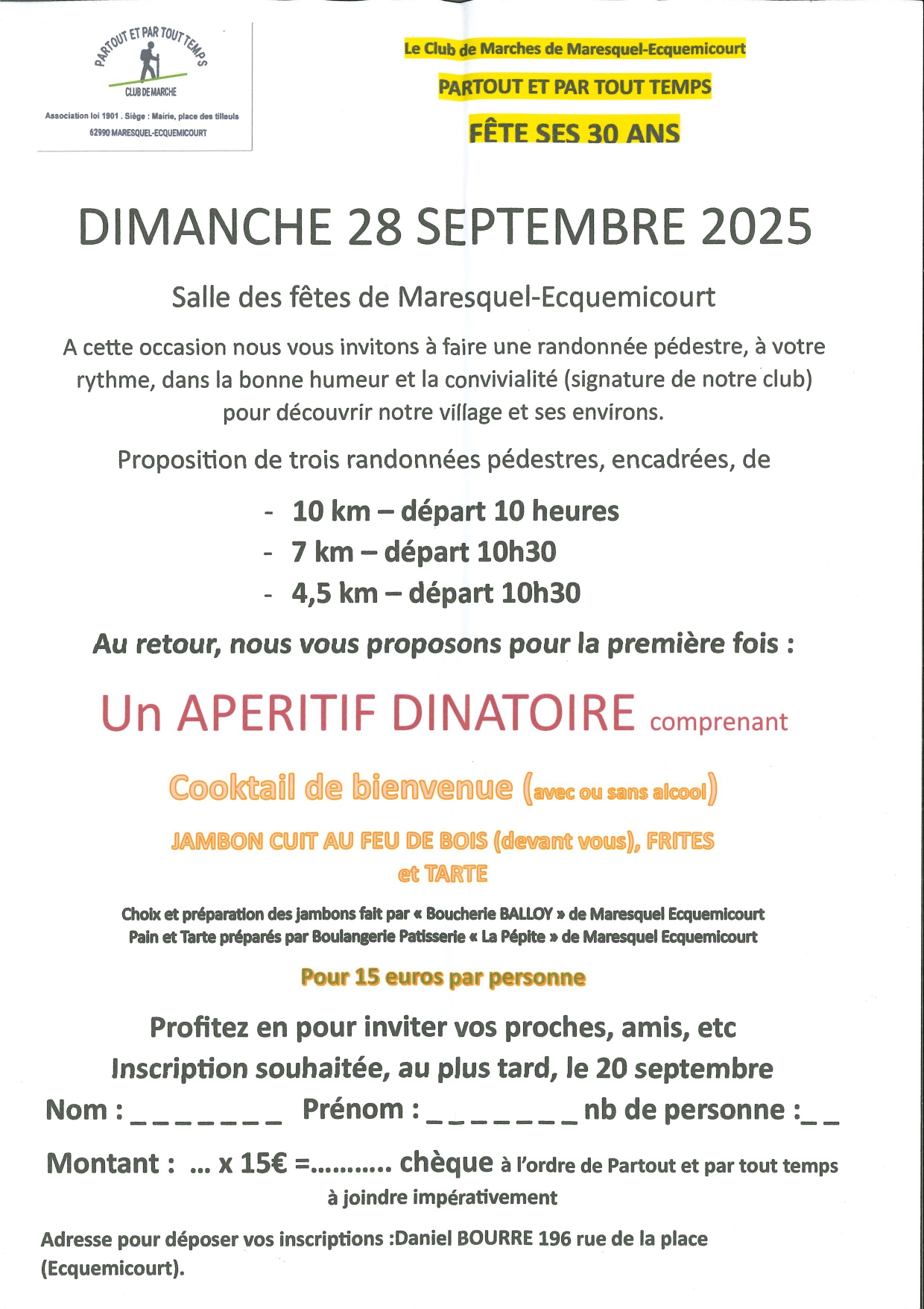 30 ans club de marche Partout et par tout temps