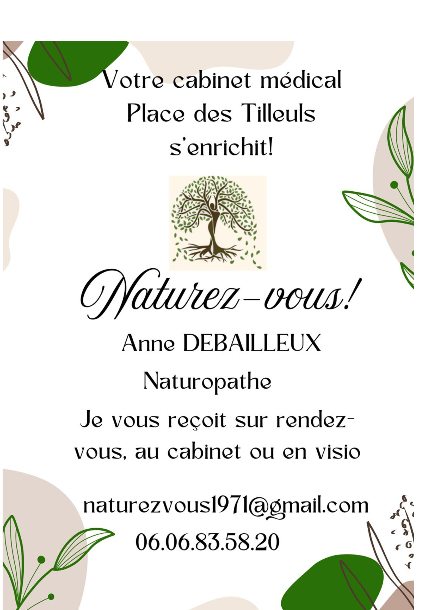 naturopathe dans cabinet medical place des tilleuls
                                                