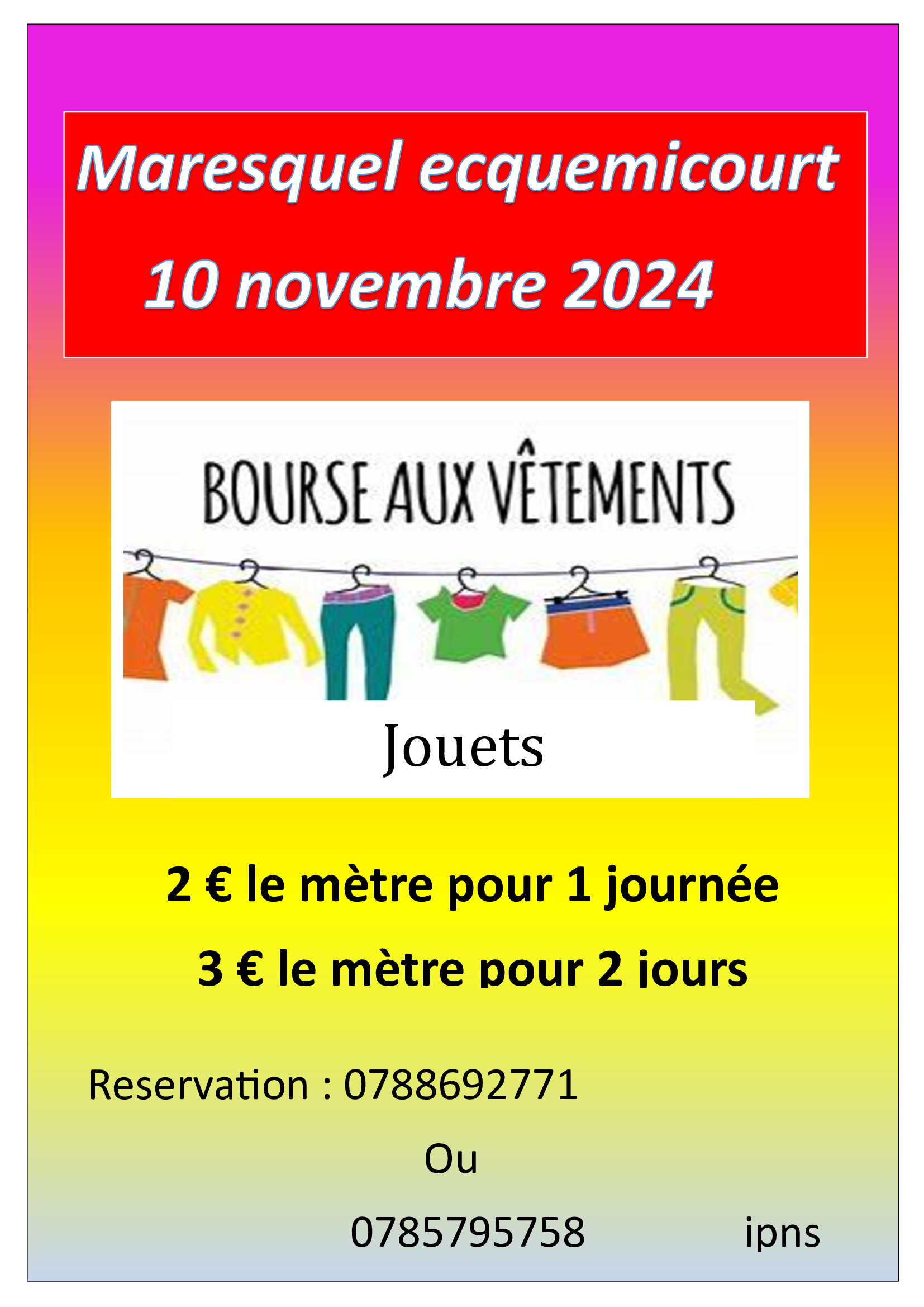 bourse aux vetements et jouets 2024
                                                